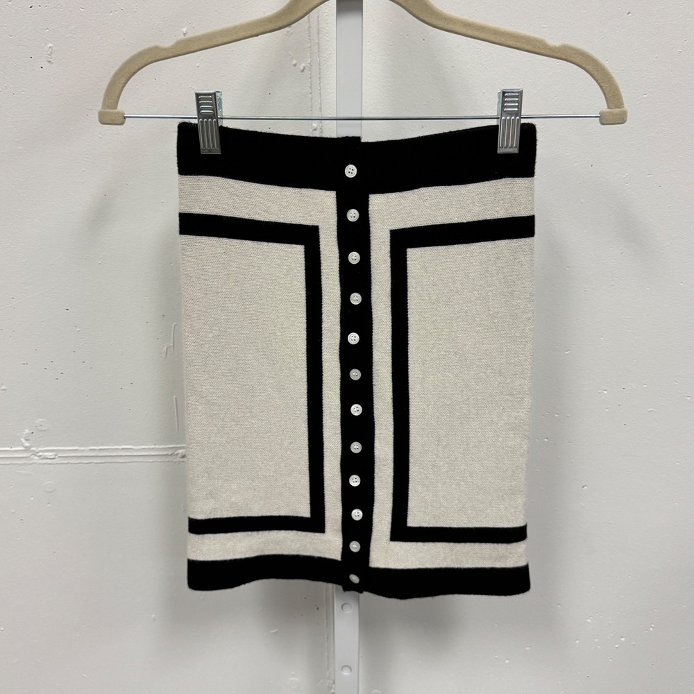 EGGS Knit Mini Skirt Black White Colorblock Button Front Stretch XXS/XS